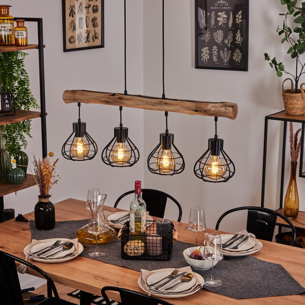 Gainesville Pendelbelysning Trä mörkt, Svart, 4-ljuskällor main product photo