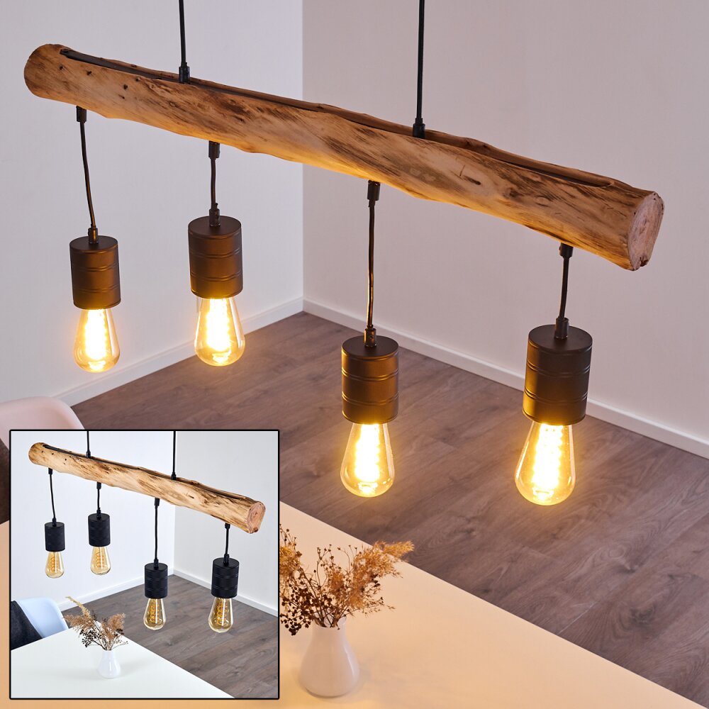 Ajaccio Pendelbelysning Trä mörkt, Svart, 4-ljuskällor main product photo