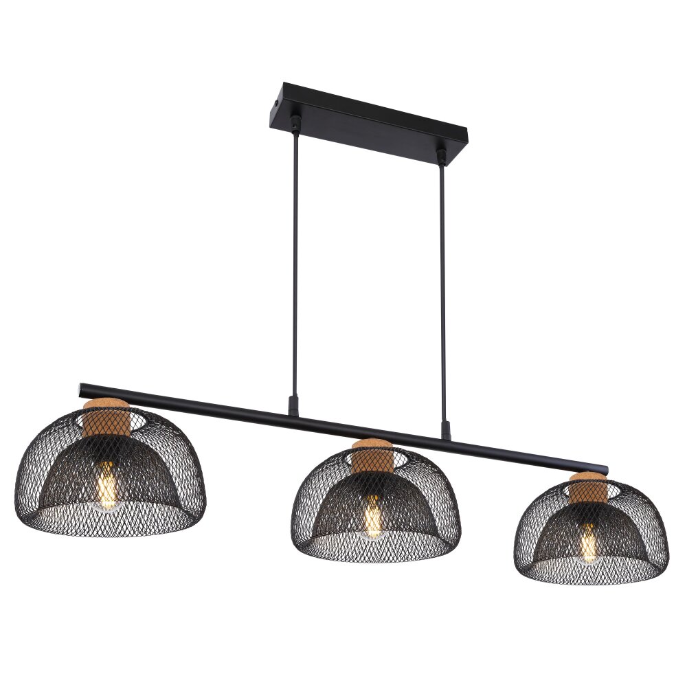 Globo VITIANO Pendelbelysning Brun, Svart, 3-ljuskällor main product photo