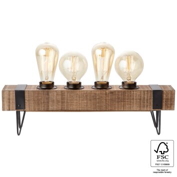 Brilliant Woodhill Bordslampa Trä mörkt, Svart, 4-ljuskällor