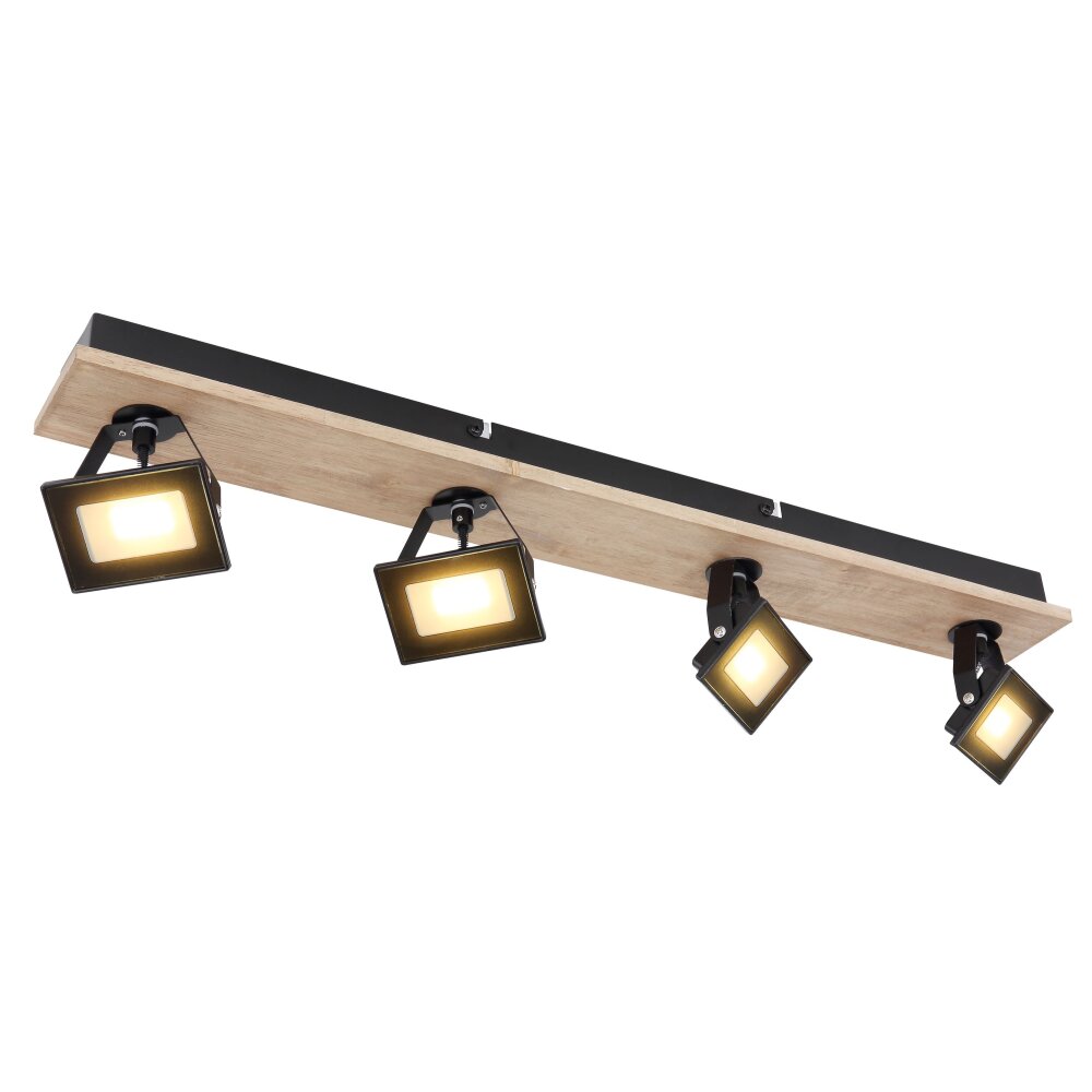 Globo JOYA Taklampa, Takstrålkastare LED Trä ljus, Svart, 4-ljuskällor main product photo
