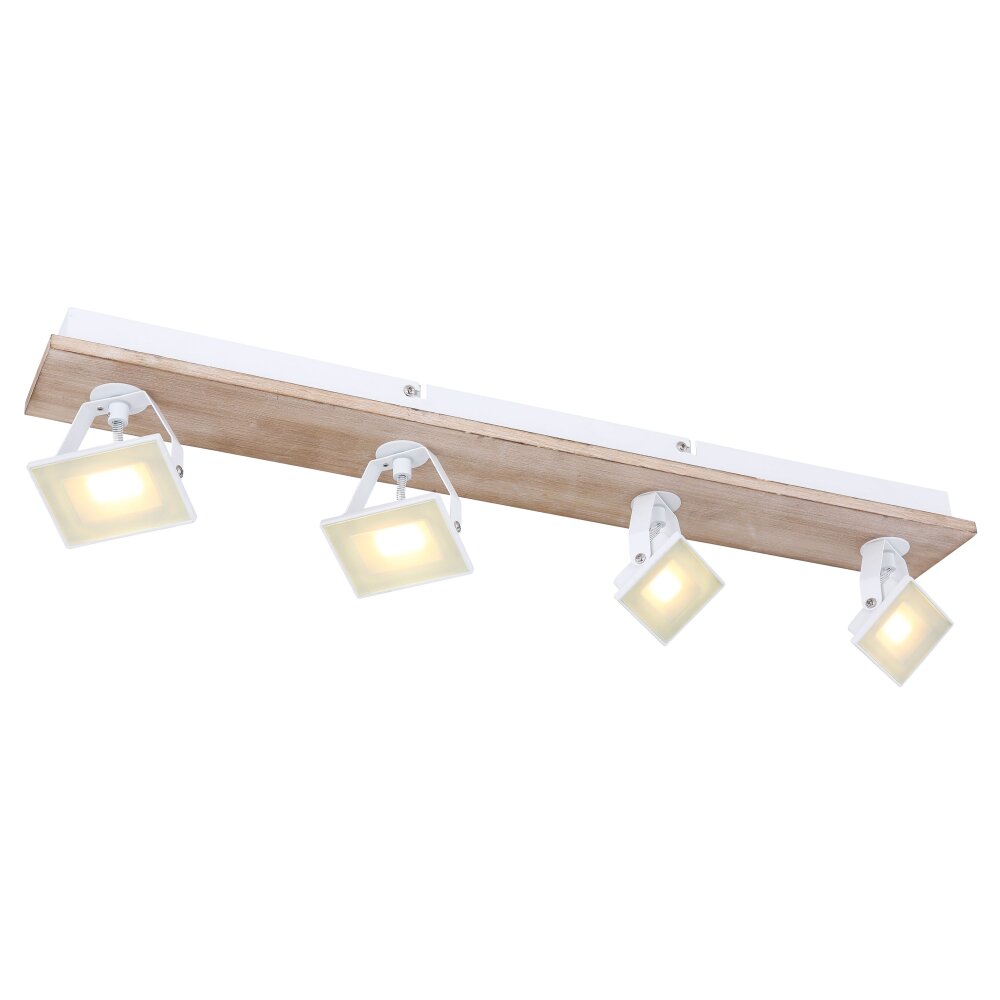 Globo JOYA Taklampa, Takstrålkastare LED Trä ljus, Vit, 4-ljuskällor main product photo