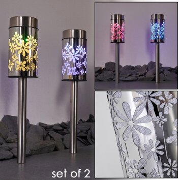 Gorizia dekorativ belysning, Solcellslampa, gångvägslampa LED Rostfritt stål, 2-ljuskällor, Färgväxlare