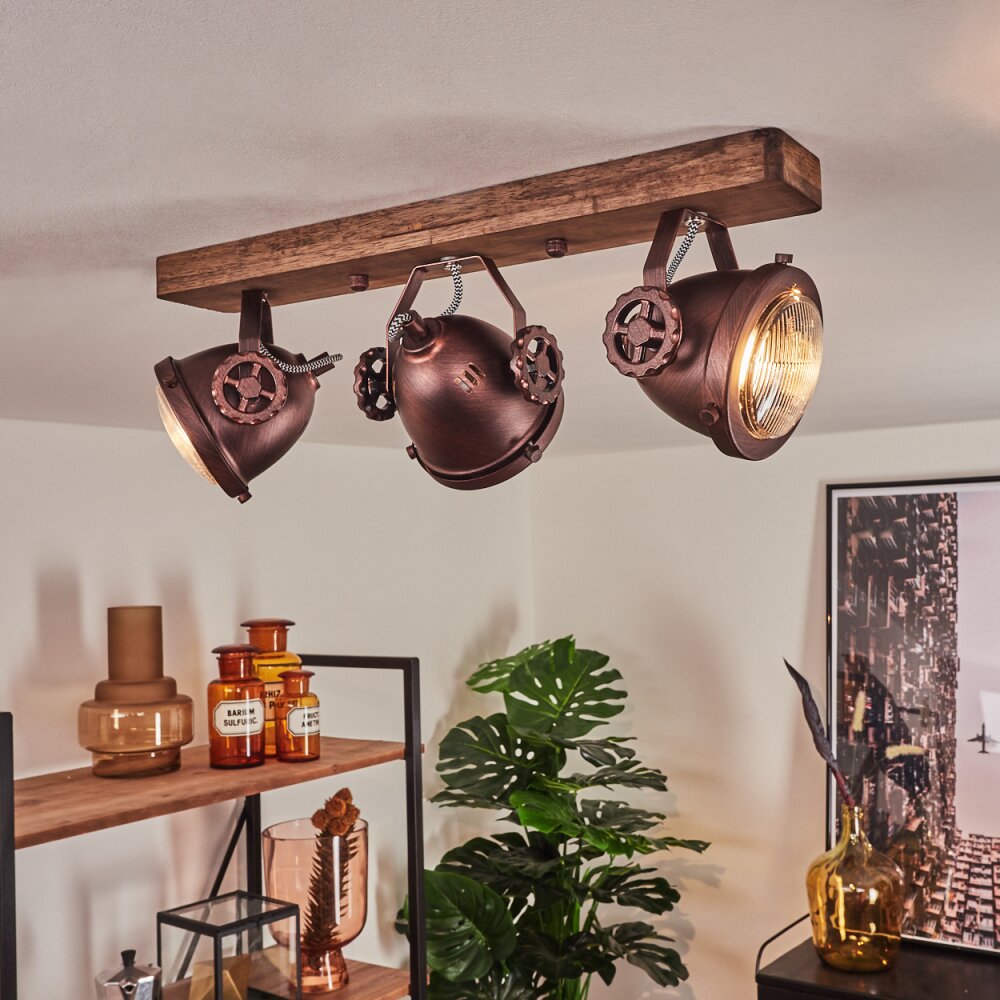 Herford Taklampa, Takstrålkastare Trä mörkt, Rostfärger, 3-ljuskällor main product photo
