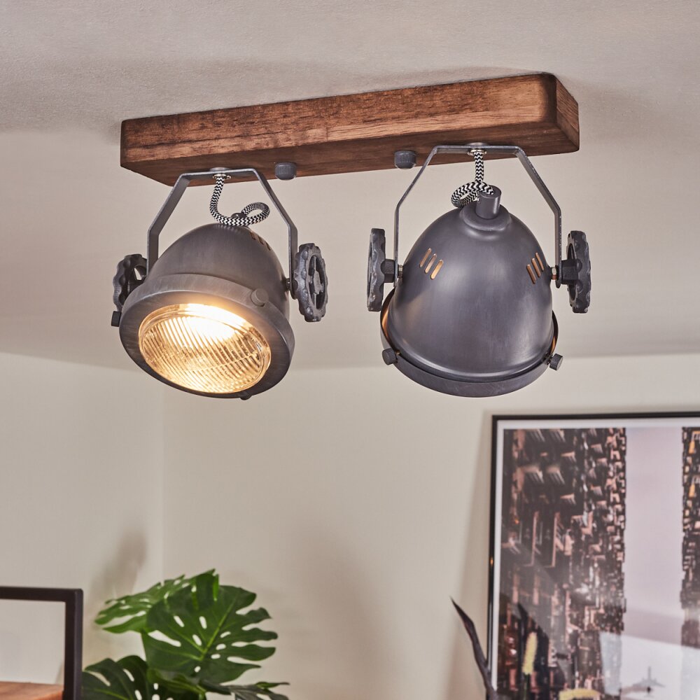 Herford Taklampa, Takstrålkastare Grått, Trä mörkt, 2-ljuskällor main product photo