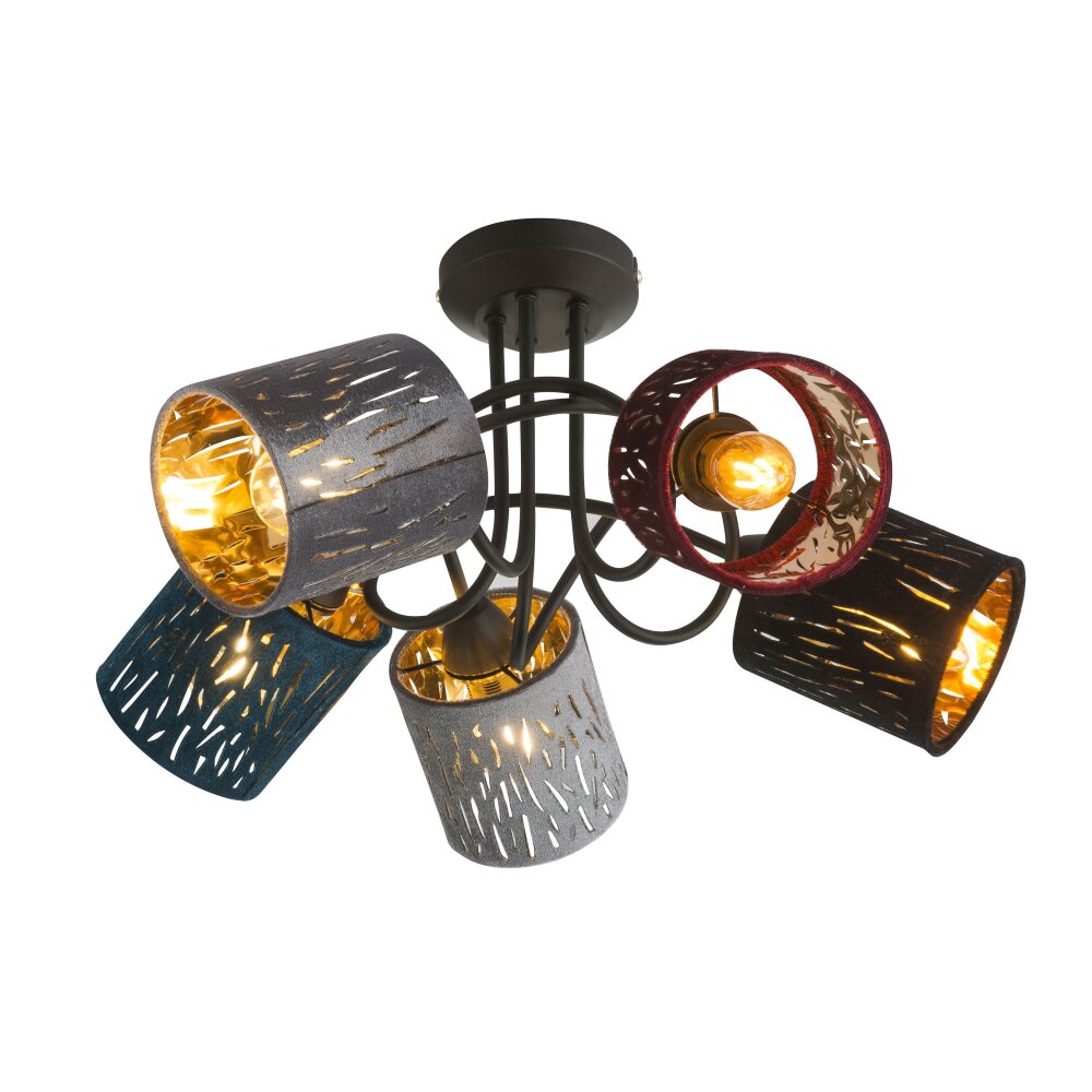 Globo TICON Taklampa Svart, 5-ljuskällor main product photo