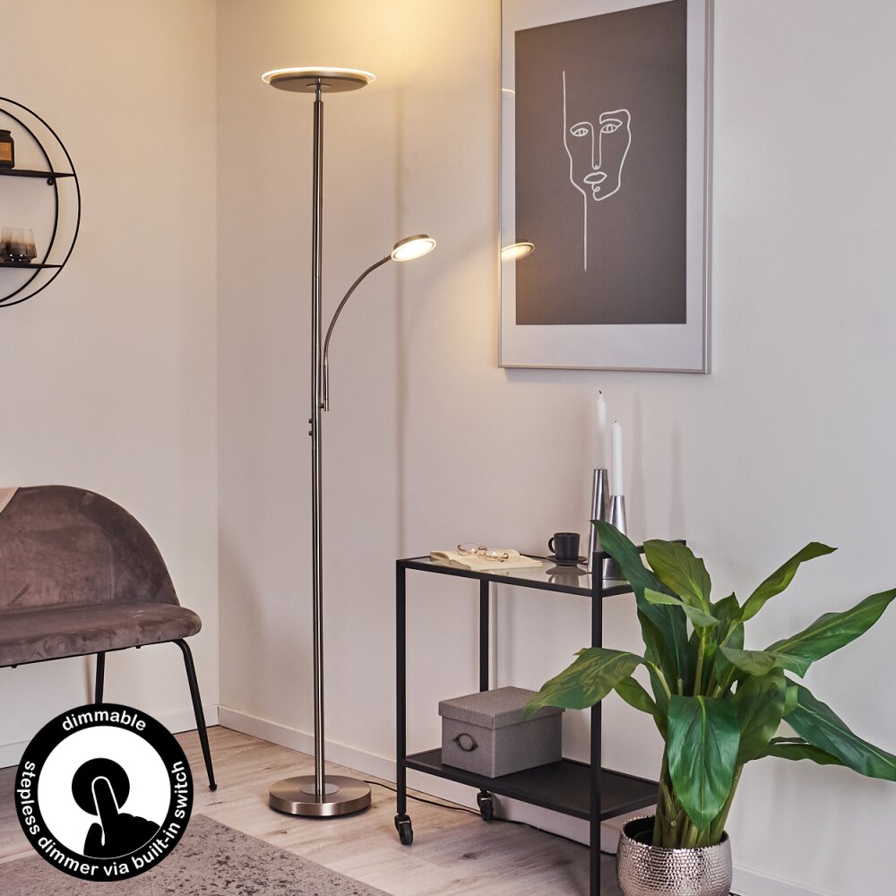 Wonsbek Golvlampa, strålkastare, Golvlampa LED Nickel matt, 2-ljuskällor main product photo