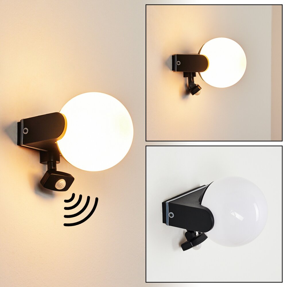 Kalfhaga vägglampa utomhus Svart, Vit, 1-ljuskällor, Rörelsedetektor main product photo