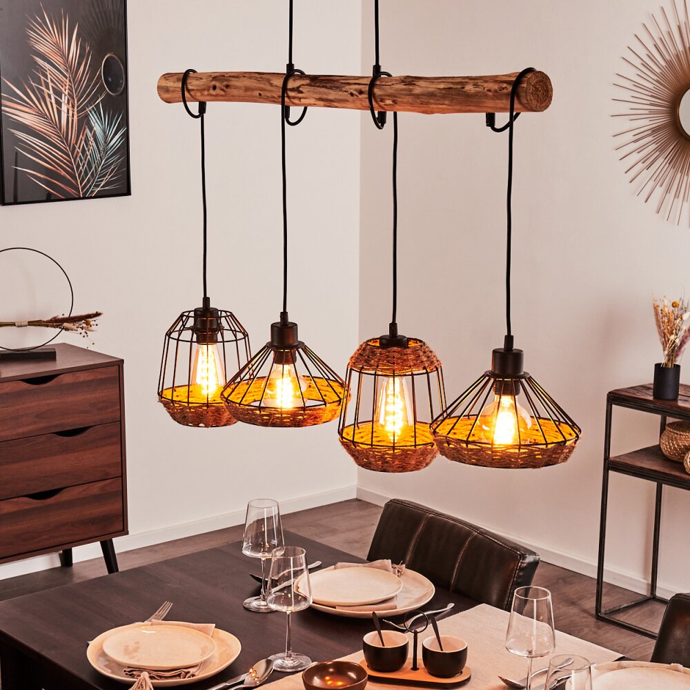 Ramon Pendelbelysning Trä ljus, Svart, 4-ljuskällor main product photo