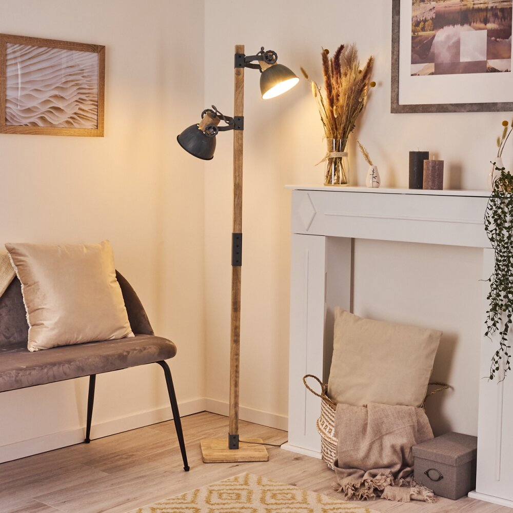 Orny Golvlampa Grått, Trä ljus, 2-ljuskällor main product photo