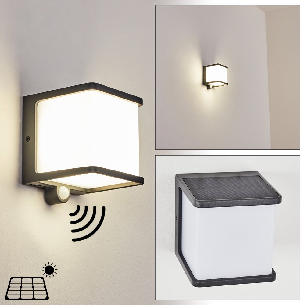Burseryd vägglampa utomhus, Solcellslampa LED Antracit, 1-ljuskällor, Rörelsedetektor main product photo