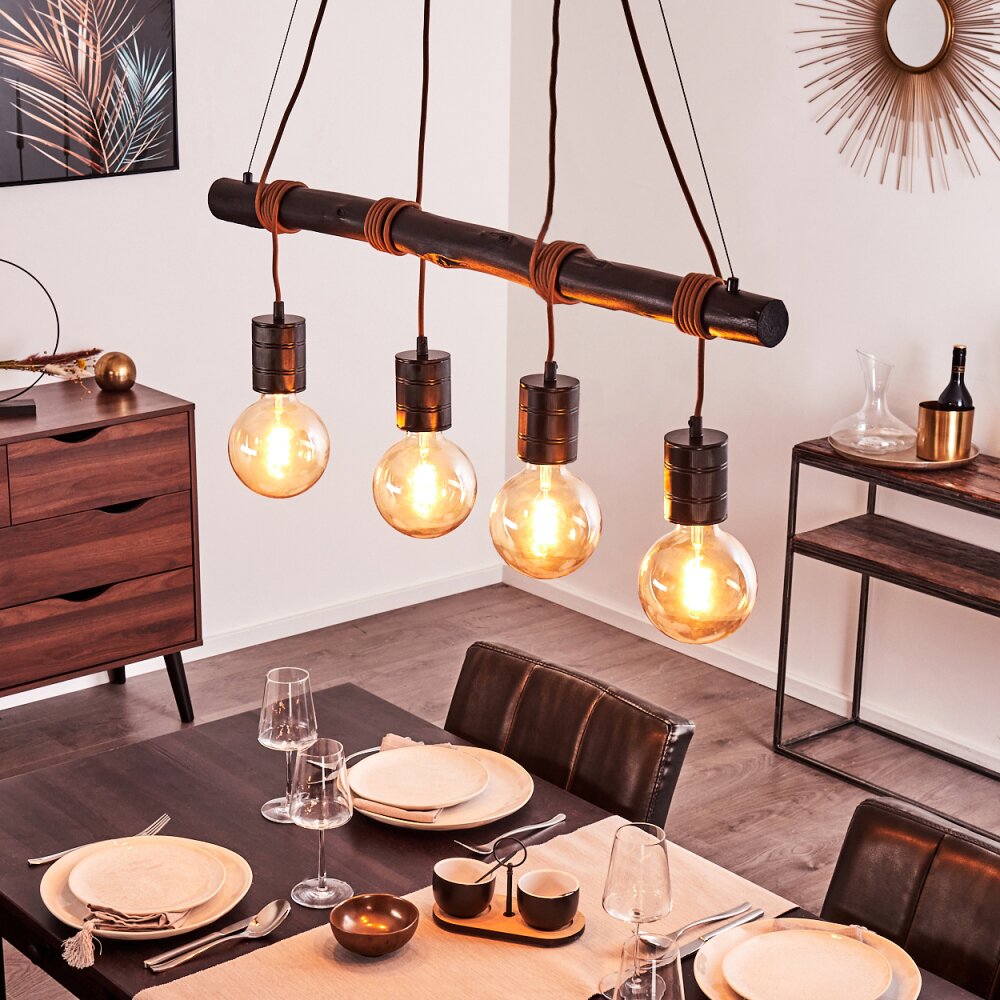 Ajaccio Pendelbelysning Trä mörkt, Svart, 4-ljuskällor main product photo