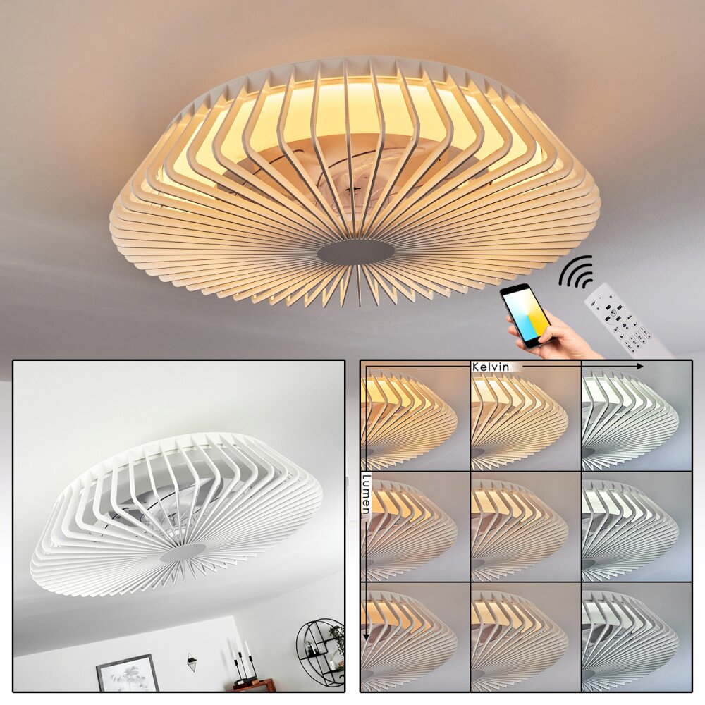 Rivarotta Takfläkt med belysning LED Vit, 1-ljuskällor, Fjärrkontroll main product photo