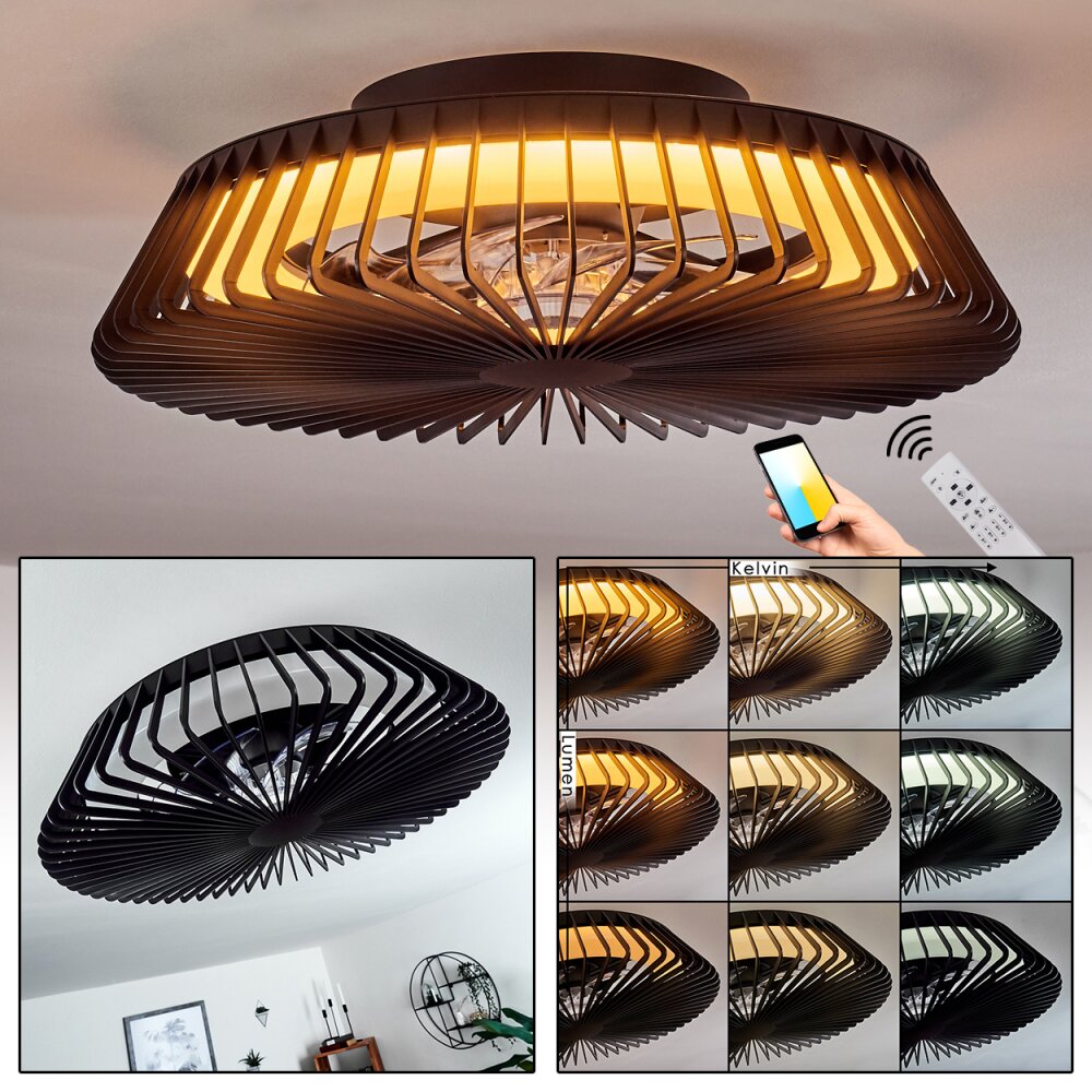 Rivarotta Takfläkt med belysning LED Vit, 1-ljuskällor, Fjärrkontroll main product photo