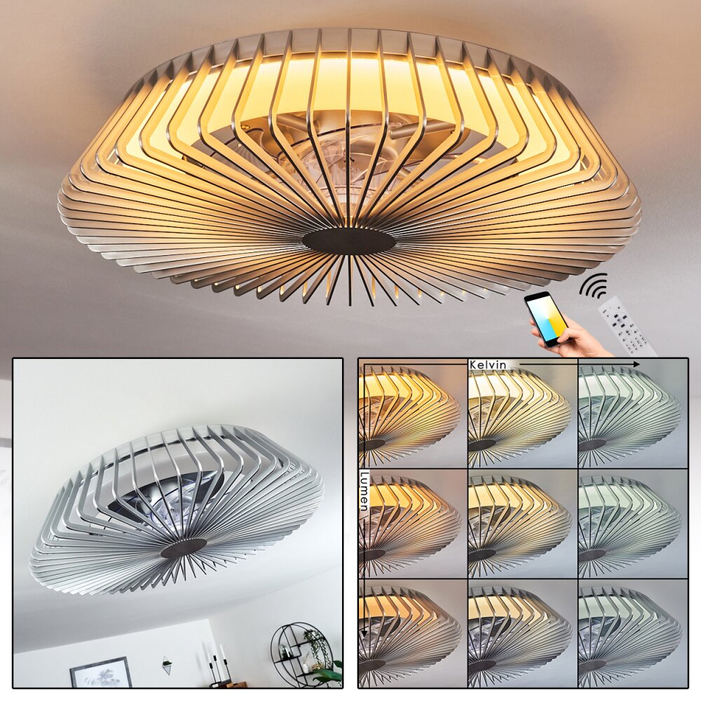 Rivarotta Takfläkt med belysning LED Vit, 1-ljuskällor, Fjärrkontroll main product photo