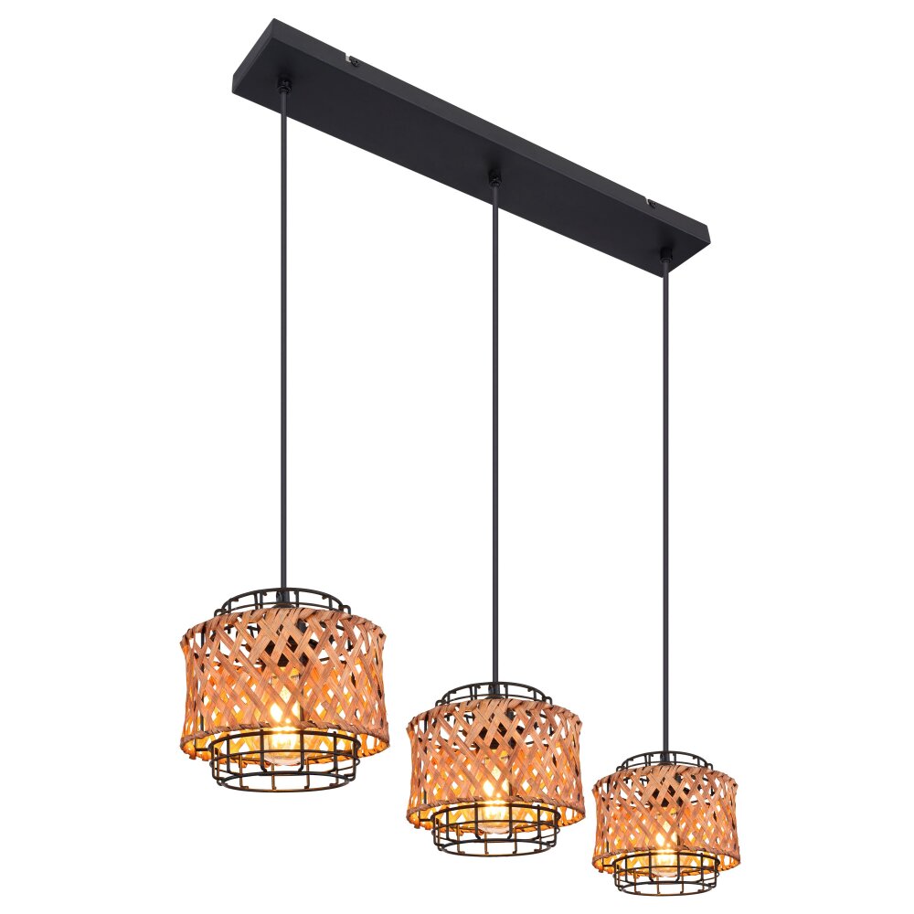 Globo GINA Pendellampa Trä mörkt, Svart, 3-ljuskällor main product photo