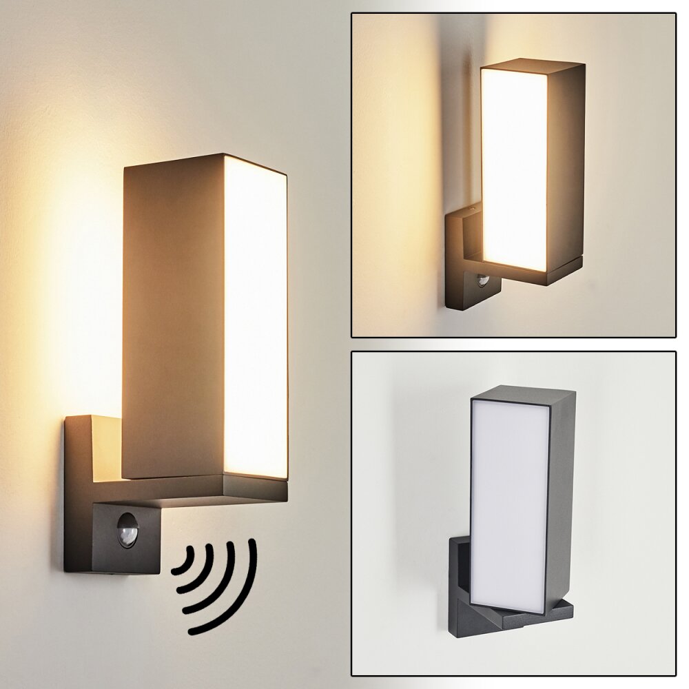 Swanek vägglampa utomhus LED Antracit, 1-ljuskällor, Rörelsedetektor main product photo