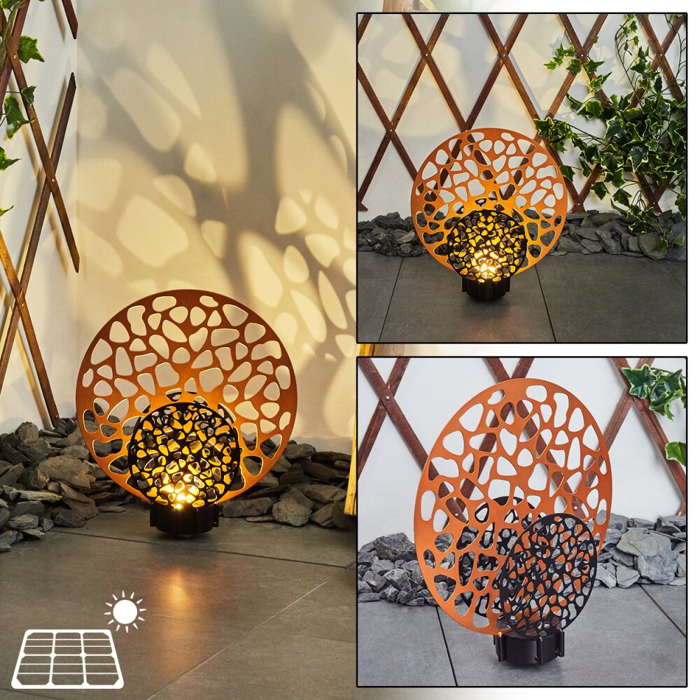 Mesan dekorativ belysning, kullampa, Solcellslampa LED Rostfärger, Svart, 2-ljuskällor main product photo