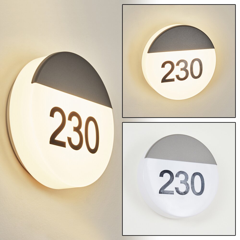 Eppeland vägglampa utomhus, Husnummer belysning LED Antracit, 1-ljuskällor main product photo