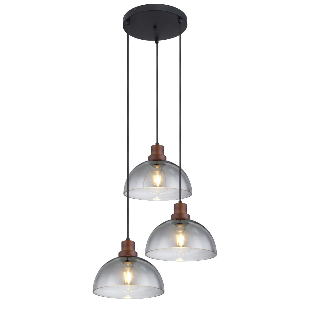 Globo SALSA Pendellampa Trä mörkt, Svart, 3-ljuskällor main product photo