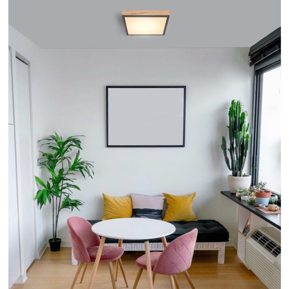 Globo DORO Taklampa, Panel LED träoptik, Svart, 1-ljuskällor main product photo