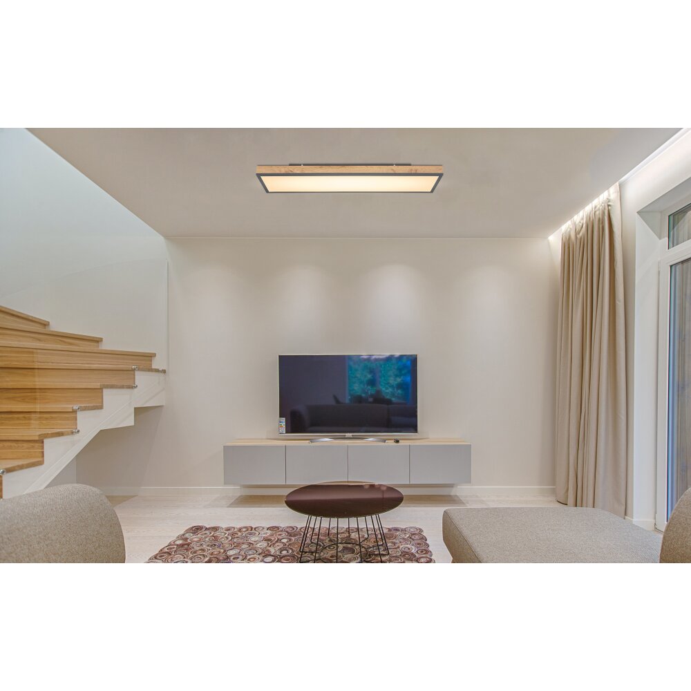Globo DORO Taklampa, Panel LED Trä mörkt, Svart, 1-ljuskällor main product photo