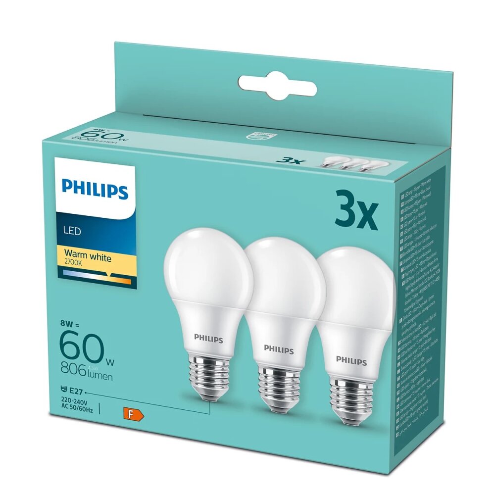 Philips Lampor E27 LED 8 Watt varmvit 806 Lumen main product photo