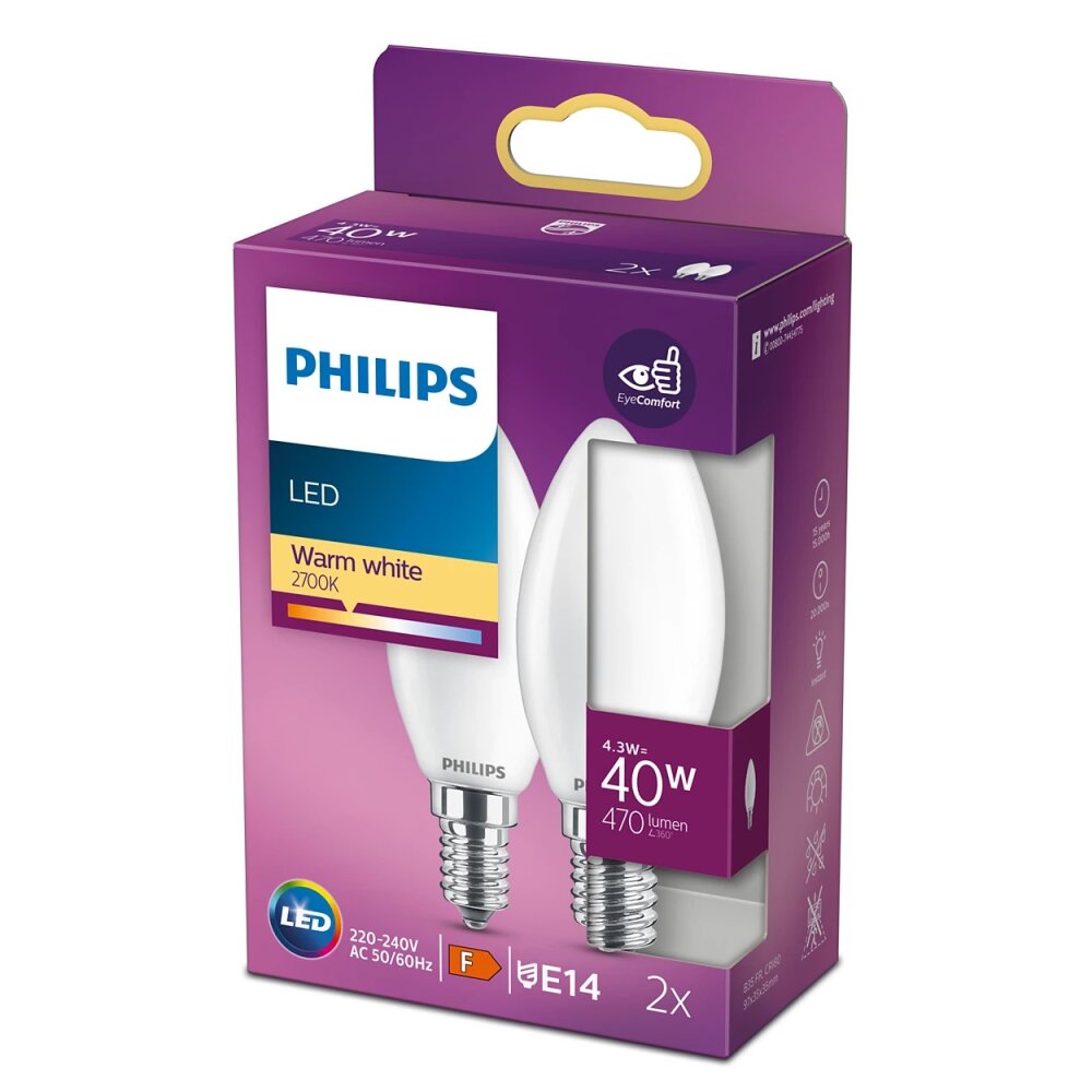 Philips Lampor E14 LED 4.3 Watt varmvit 470 Lumen main product photo