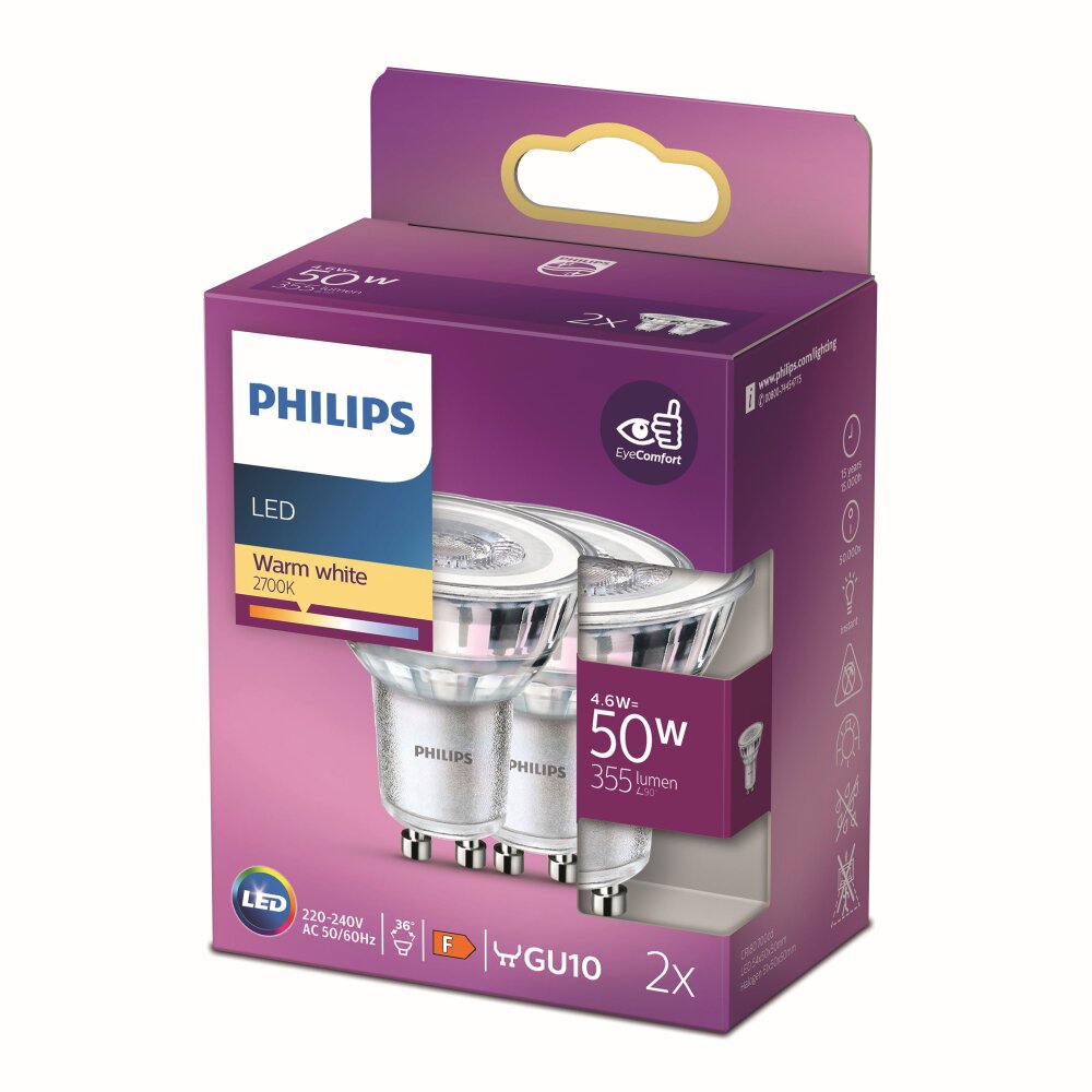 Philips Lampor GU10 LED 4.6 Watt varmvit 360 Lumen main product photo