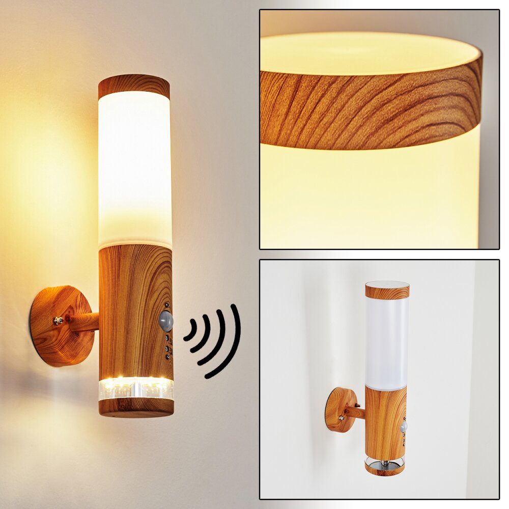 Tenvik vägglampa utomhus LED Brun, träoptik, 2-ljuskällor, Rörelsedetektor main product photo