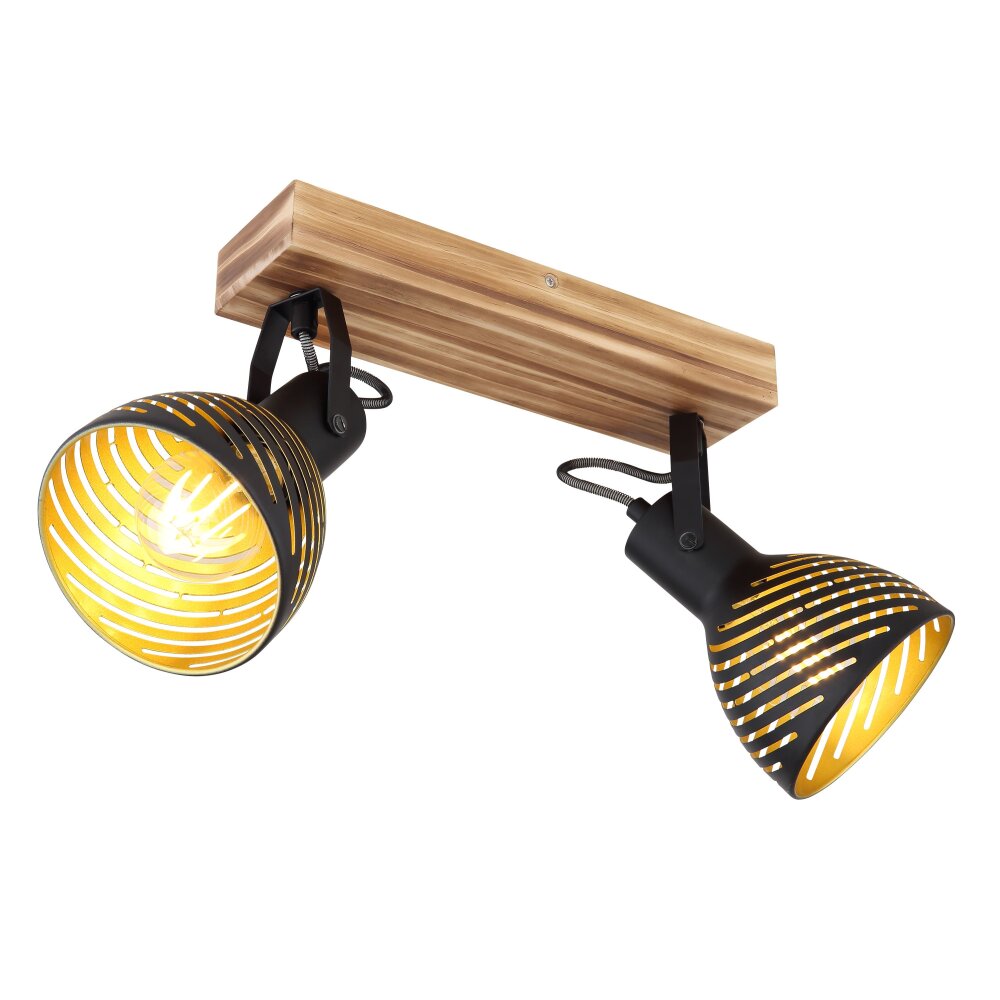 Globo LENNA Taklampa Trä mörkt, Svart, 2-ljuskällor main product photo