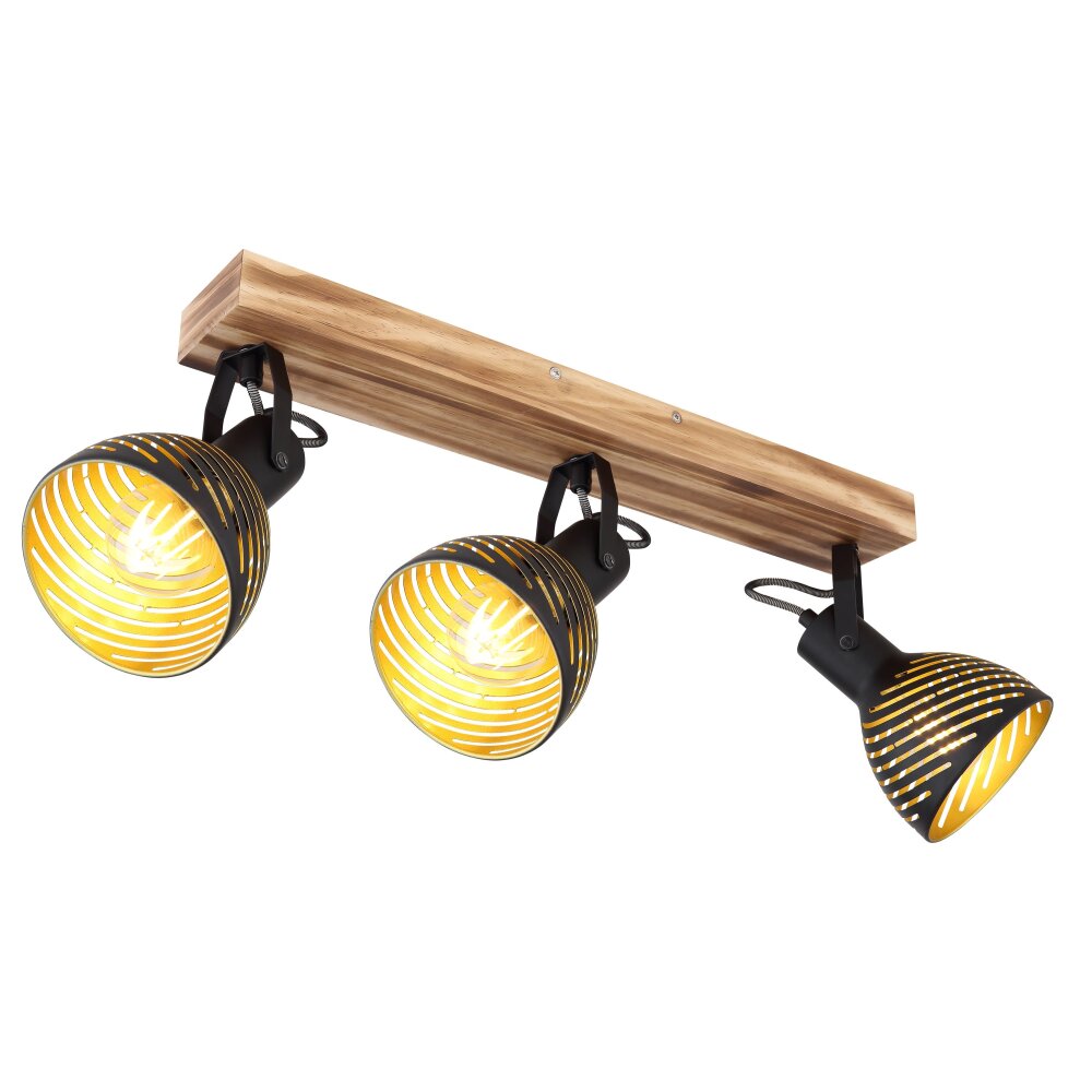 Globo LENNA Taklampa Trä mörkt, Svart, 3-ljuskällor main product photo