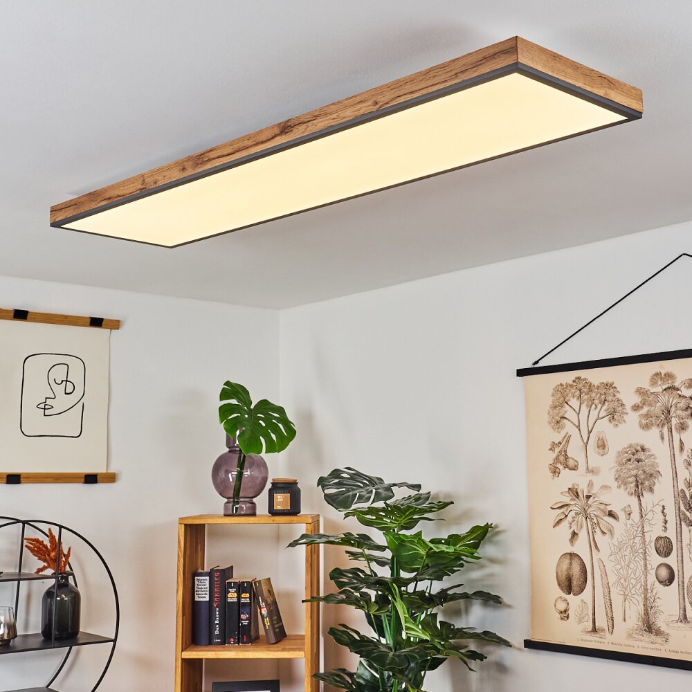 Salmi Taklampa, Panel LED träoptik, Svart, Vit, 1-ljuskällor main product photo