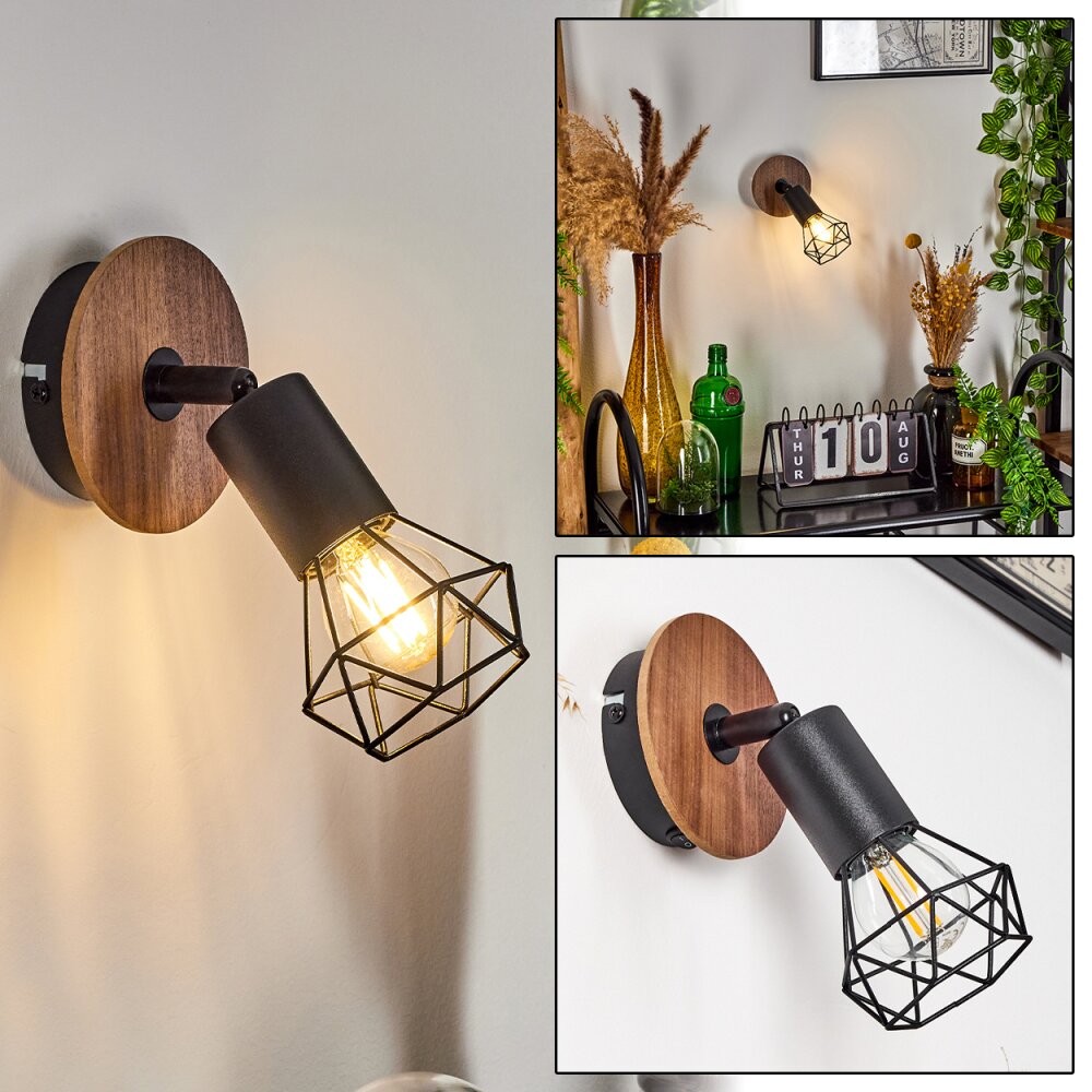 Baripada Vägglampa Trä mörkt, Svart, 1-ljuskällor main product photo