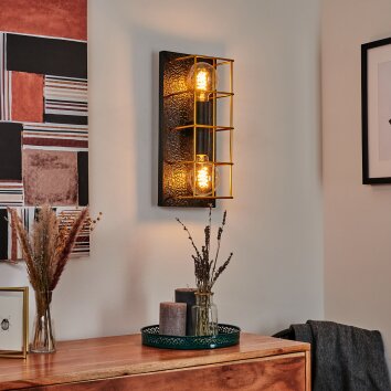 Fevaag Vägglampa Guld, Svart, 2-ljuskällor