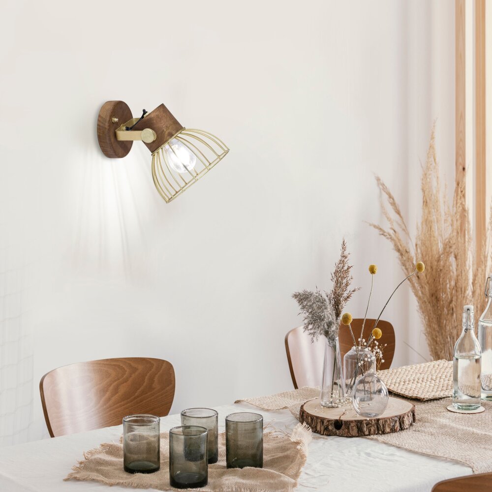 Leuchten Direkt ALAMI Vägglampa Trä mörkt, 1-ljuskällor main product photo