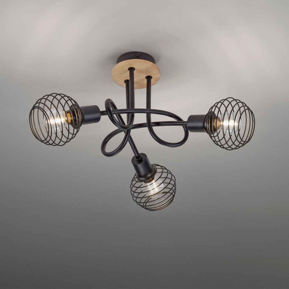 Leuchten Direkt EUGEN Taklampa Naturfärger, Svart, 3-ljuskällor main product photo