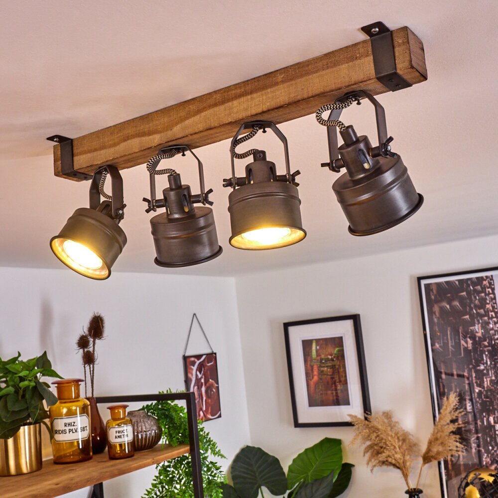 Pehefito Taklampa, Takstrålkastare Grått, Trä mörkt, Svart, 4-ljuskällor main product photo