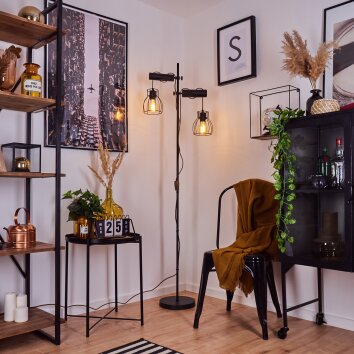 Gondo Golvlampa, Golvlampa Naturfärger, Svart, 2-ljuskällor