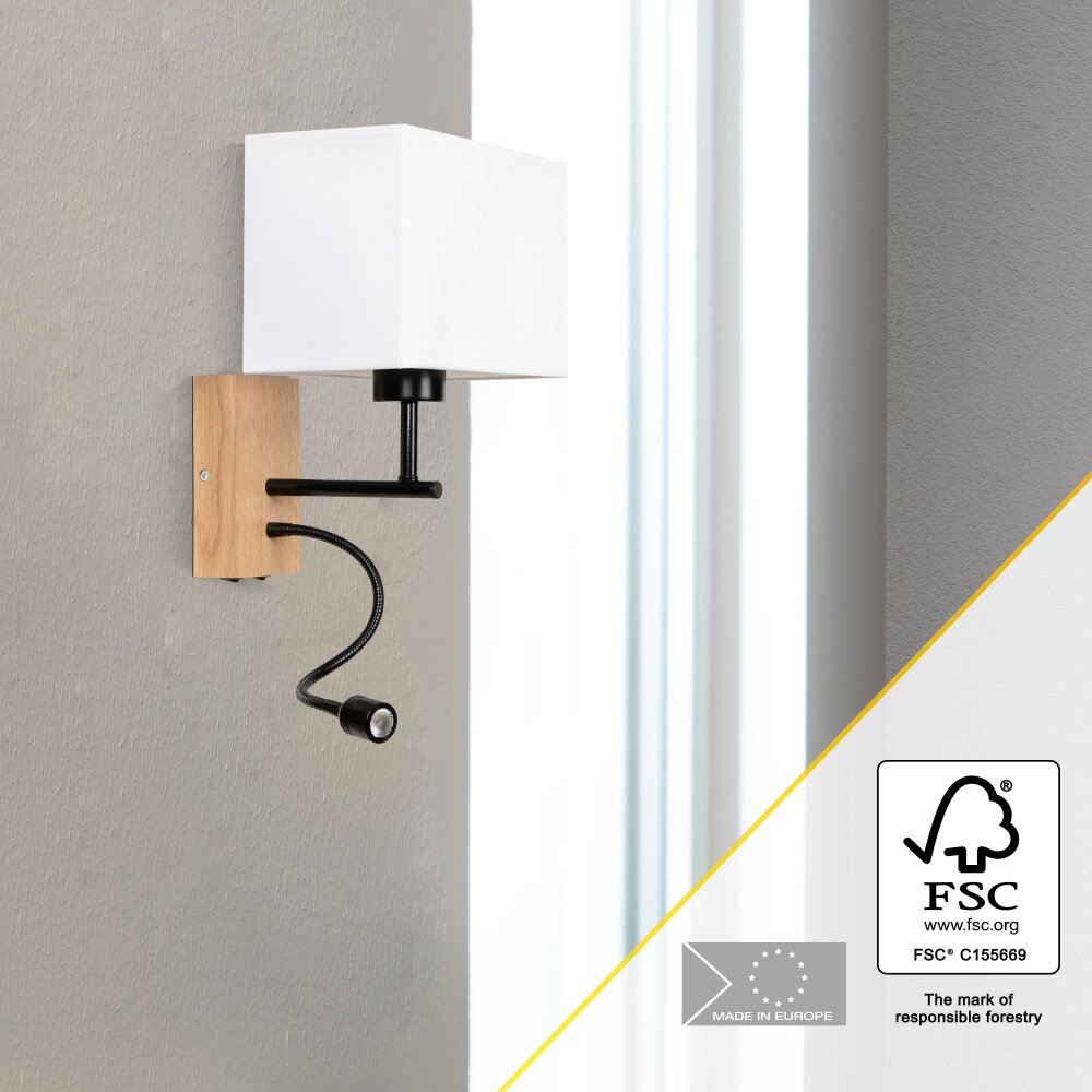 Brilliant Rayan Vägglampa LED Trä ljus, Svart, 1-ljuskällor main product photo