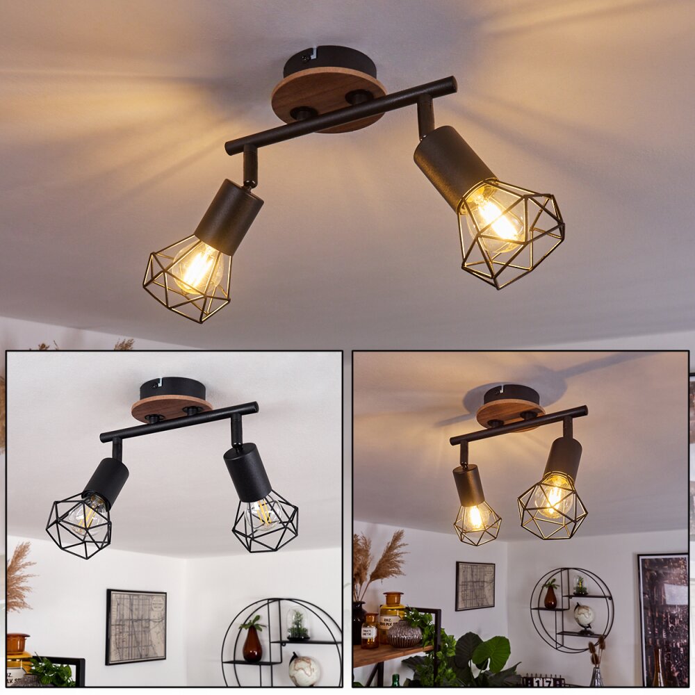 Baripada Taklampa, Takstrålkastare Trä mörkt, Svart, 2-ljuskällor main product photo