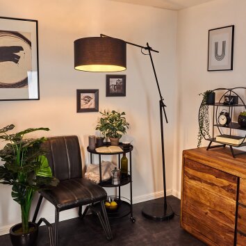 Chassagne Golvlampa, Läslampa, Båglampor Svart, 1-ljuskällor, Tygskärm