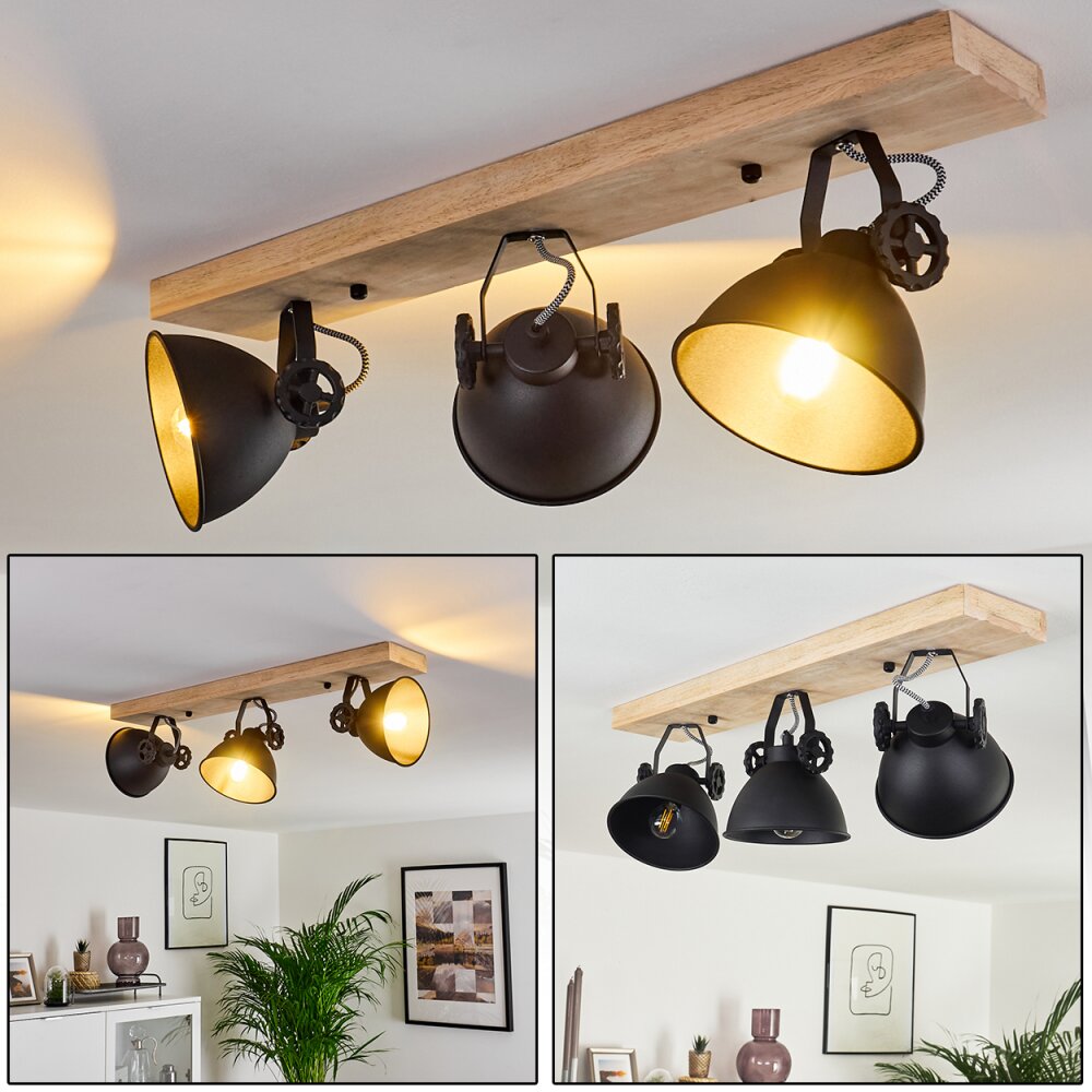Svanfolk Taklampa Trä ljus, Svart, 3-ljuskällor main product photo