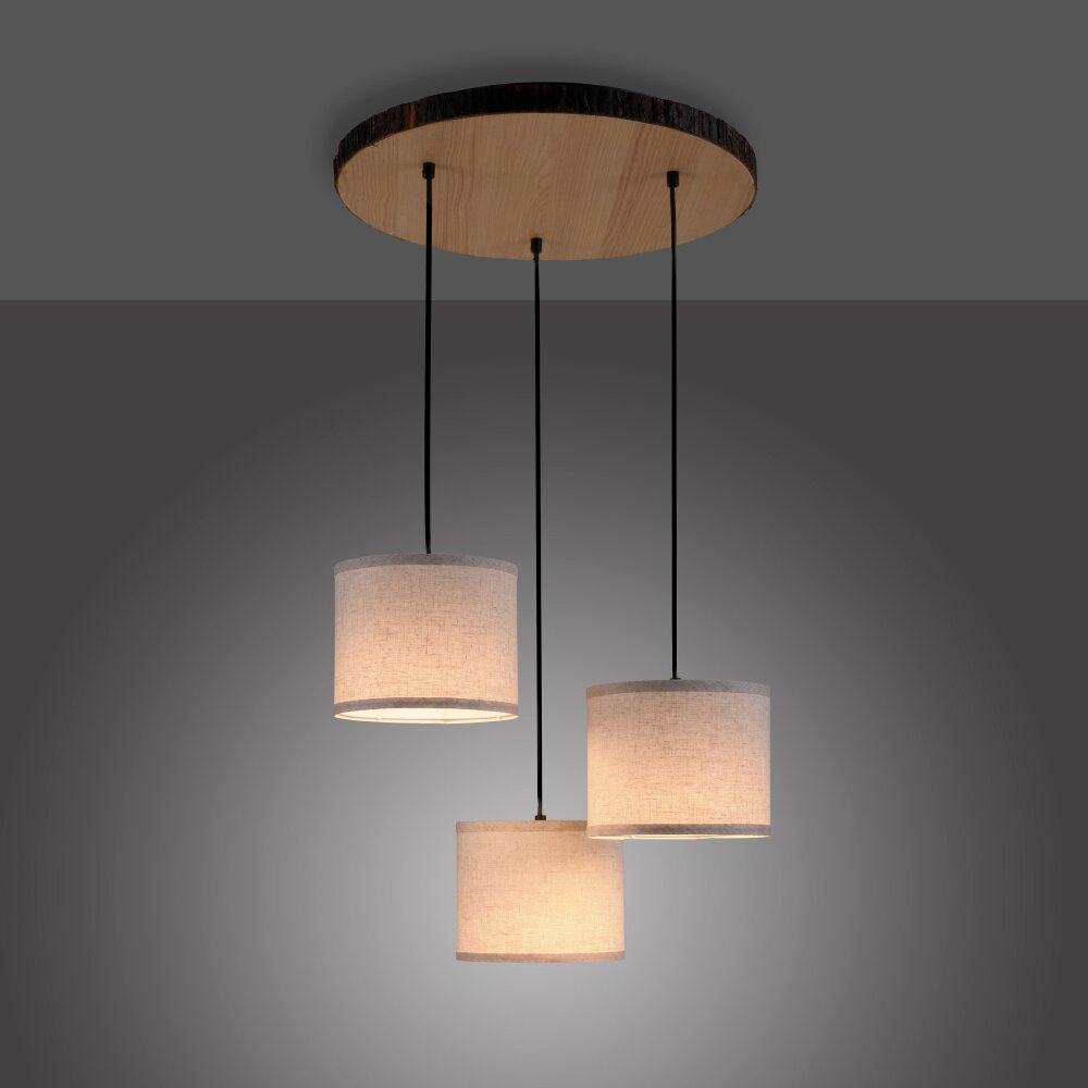 Leuchten Direkt BARK Taklampa Naturfärger, Svart, 3-ljuskällor main product photo