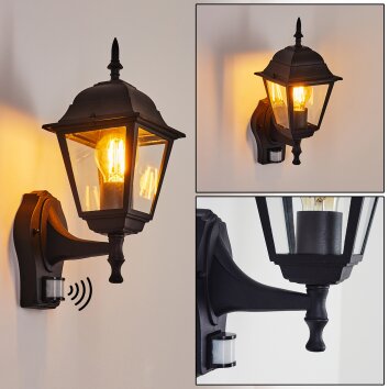 Naofe vägglampa utomhus Svart, 1-ljuskällor, Rörelsedetektor Naofe vägglampa utomhus Svart, 1-ljuskällor, Rörelsedetektor