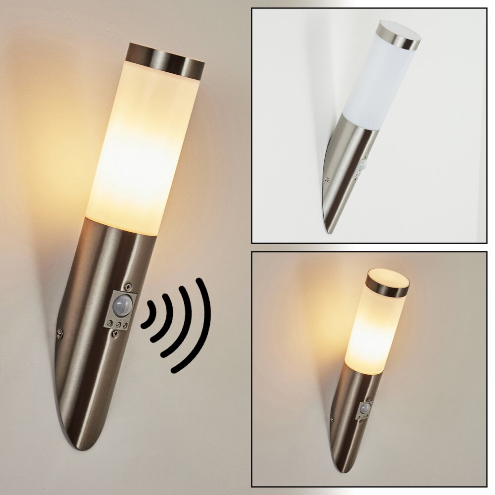 Sessa vägglampa utomhus Nickel matt, 1-ljuskällor, Rörelsedetektor main product photo