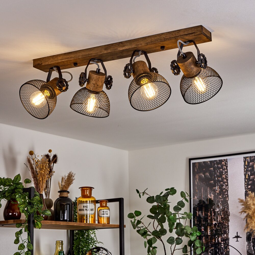 Orny Taklampa, Takstrålkastare Trä mörkt, Svart, 4-ljuskällor main product photo