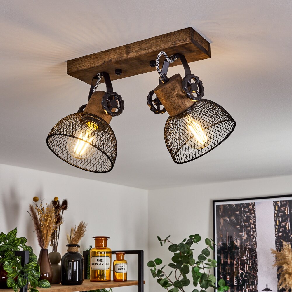 Orny Taklampa, Takstrålkastare Trä mörkt, Svart, 2-ljuskällor main product photo