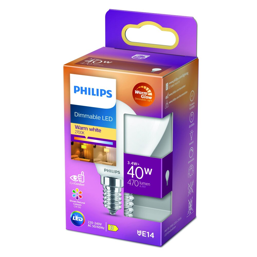 Philips Lampor E14 LED 3.4 Watt varmvit dimbar 475 Lumen main product photo