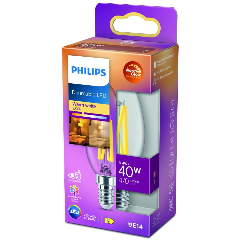 Philips Lampor E14 LED 3.4 Watt varmvit dimbar 475 Lumen main product photo